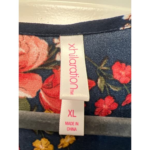 Xhilaration Women’s Floral Print Ruffled Waist Mini Boho‎ Dress Sz XL Multicolor - Picture 2 of 3